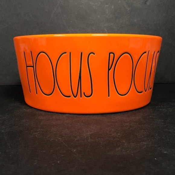Rae Dunn Hocus Pocus bowl Large Halloween orange ceramic bowl 8" popcorn, treats - Picture 2 of 7